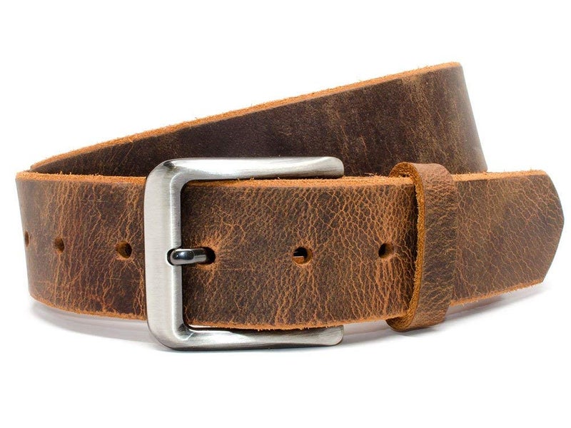 Nickel Smart Roan Mountain Brown Leather Belt - Distressed 32 "" - Image 5